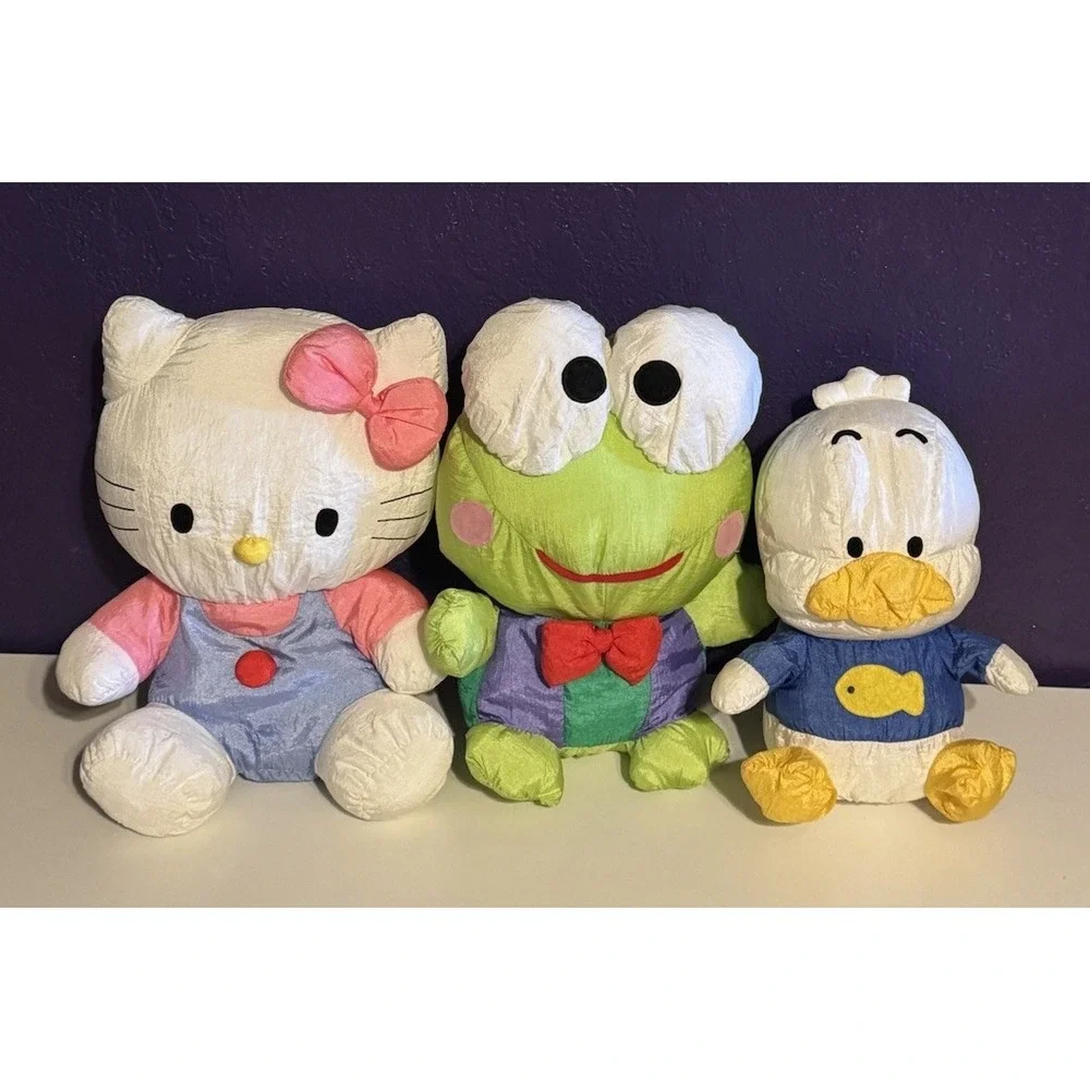 Vintage 90s Sanrio Hello Kitty Keroppi Pekkle Plush Lot Puffalump Parachute Rare
